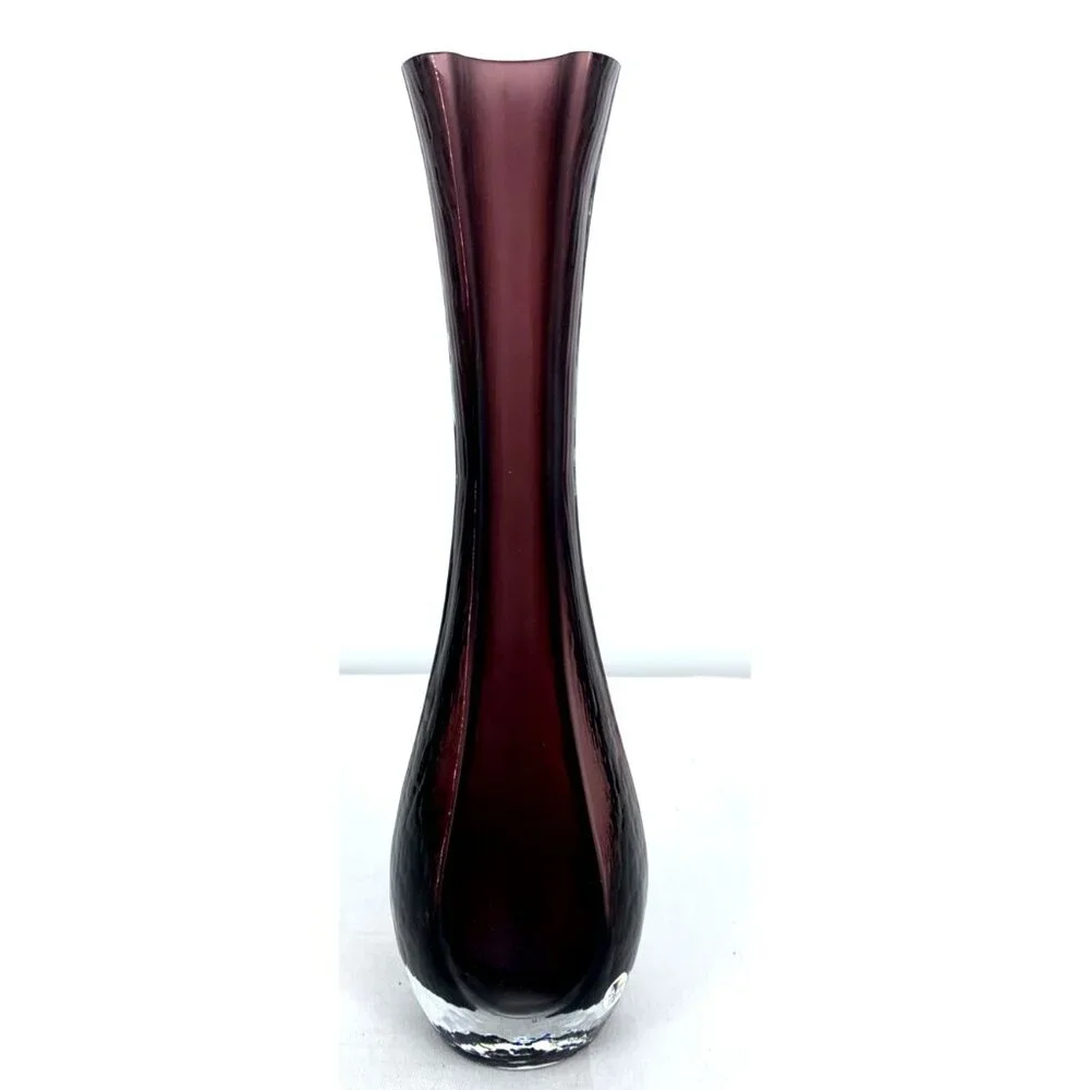 Sea Glas Bruk Renate Stock Glass Purple Vase Kosta Sweden 12